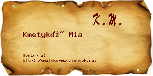 Kmetykó Mia névjegykártya